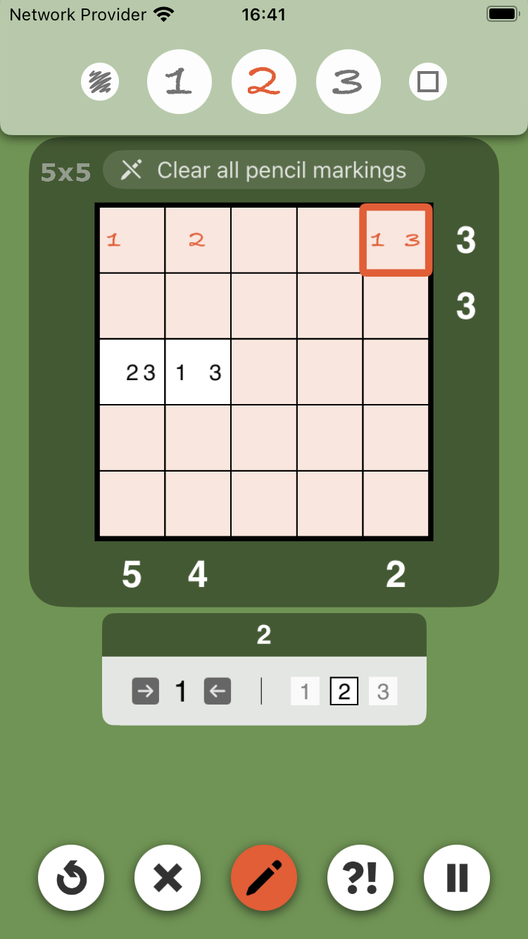 Pencil markings, square 5