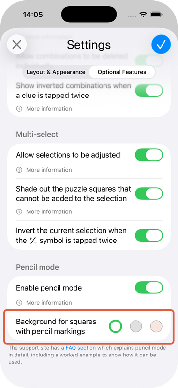 Pencil mode settings